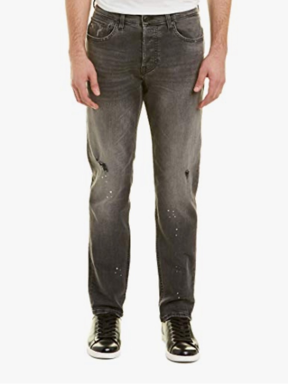 Hudson Sartor Jeans Men's Charcoal Gray Relaxed Paint-Splatter Distressed